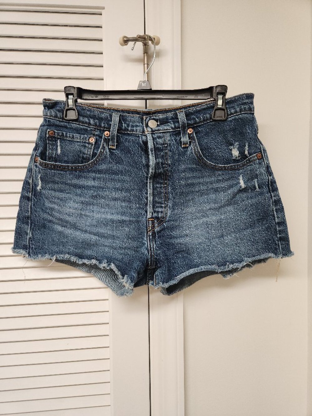 Levi's 501 Women's Shorts Blue Denim, High Rise Size 30”